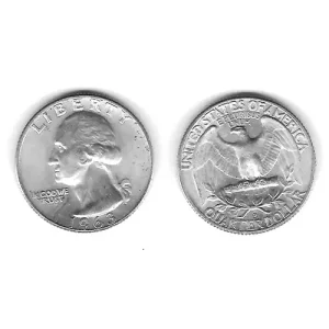 Front and back of a Washington Quarter (1932-1964) shown side by side.